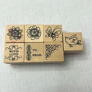 Rubber Ink Stamps 1” x 1” Flower Butterfly Bird Scroll Love To From Paper Craft